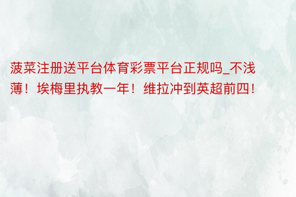 菠菜注册送平台体育彩票平台正规吗_不浅薄！埃梅里执教一年！维拉冲到英超前四！